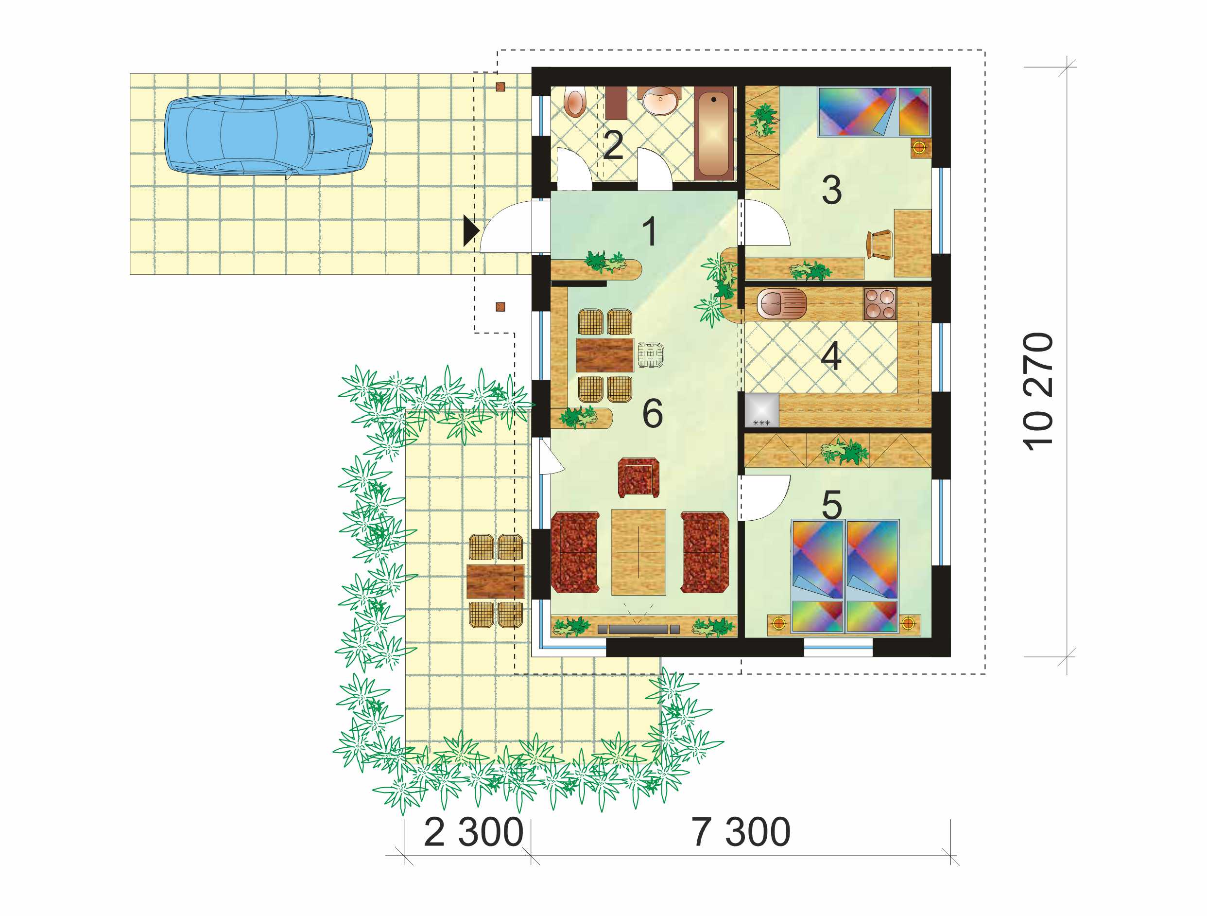 Two bedroom bungalow for smaller plots - No.15, layout