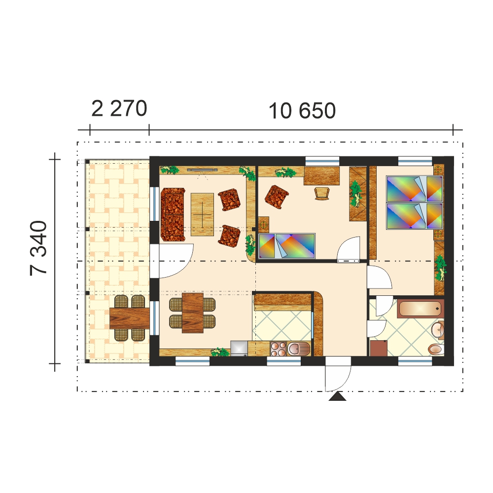 3-room bungalow for smaller grounds - no.13, layout