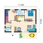 Two-bedroom bungalow floor plan for smaller plots - L - no.15