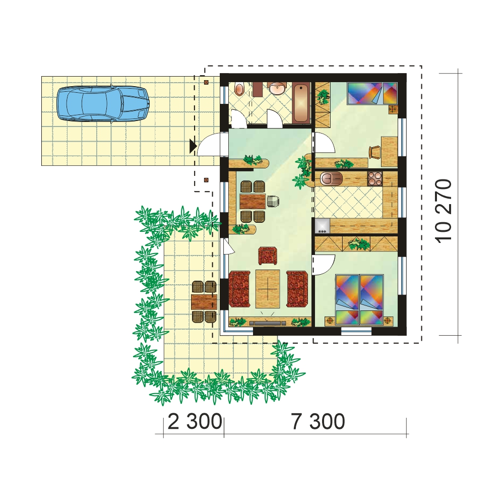 Two bedroom bungalow for smaller plots - No.15, layout
