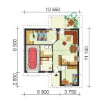 Three-room family house with a garage - nr.24 floor plan