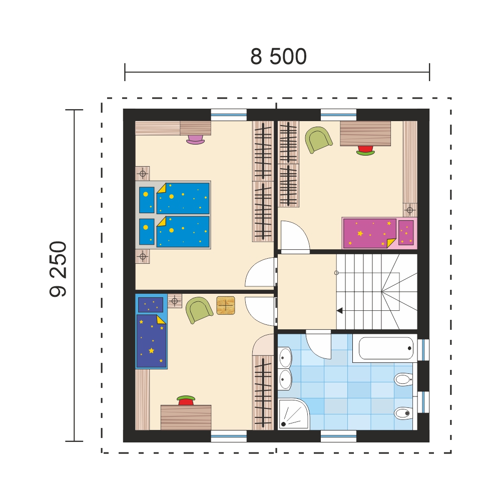 Floor plan of a three-storeyed family house - no.4 - 2
