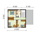 Two storey semi-detached house with flat roof - no. 53 - layout