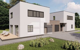 Two storey semi-detached house with flat roof - no. 53