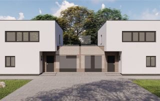 Two storey semi-detached house with flat roof - no. 53