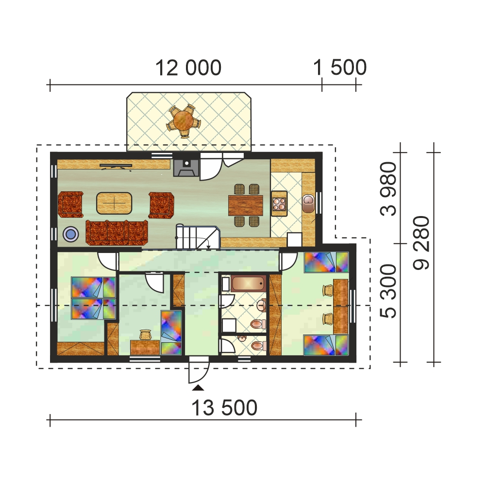 Family house suitable for sloping land - nr. 60, layout