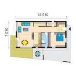 Two bedroom ceramic bungalow with one bedroom- No.93 - layout