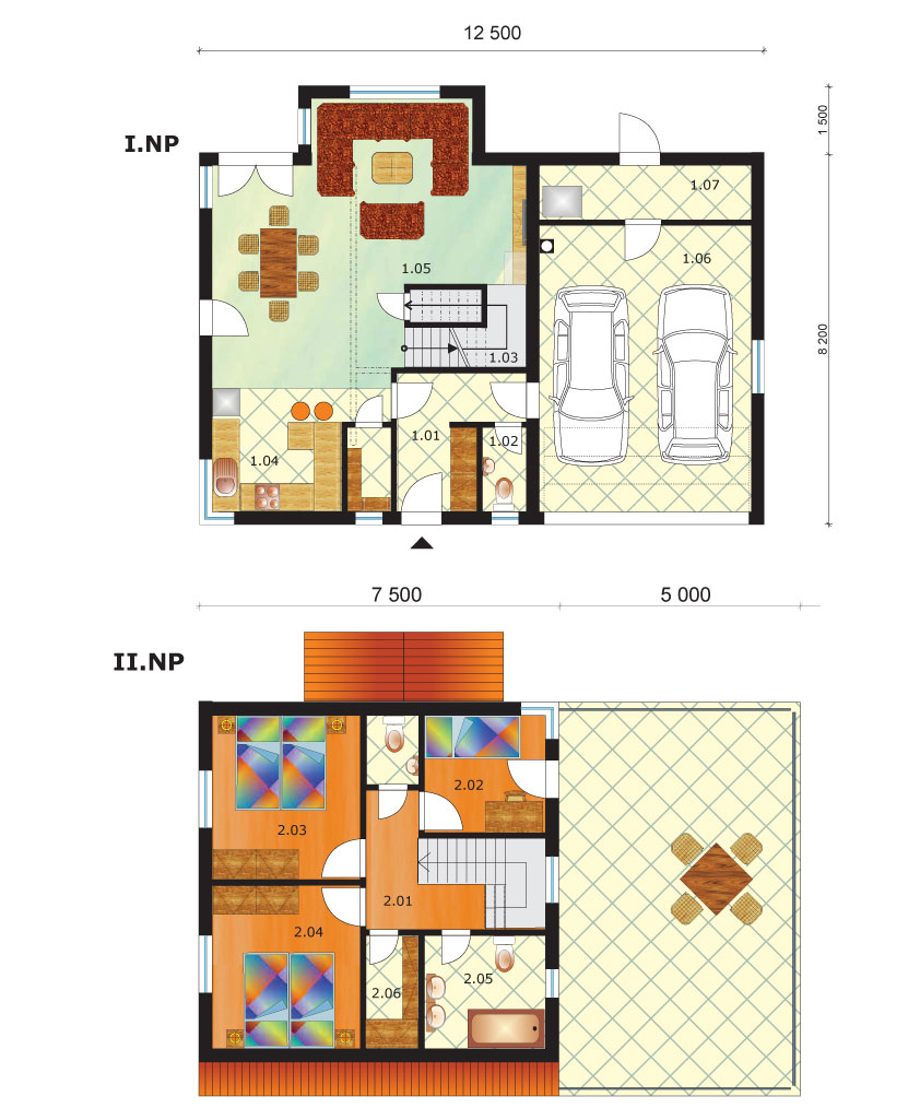 Two storey house with double garage - No.51, layout