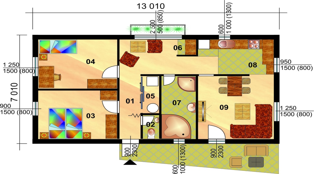 Two bedroom bungalow - No.94 - layout