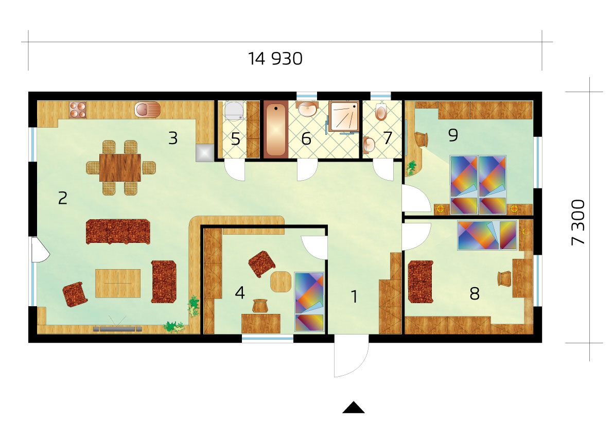 Project of a three-bedroom house on a narrow plot - No.18, layout