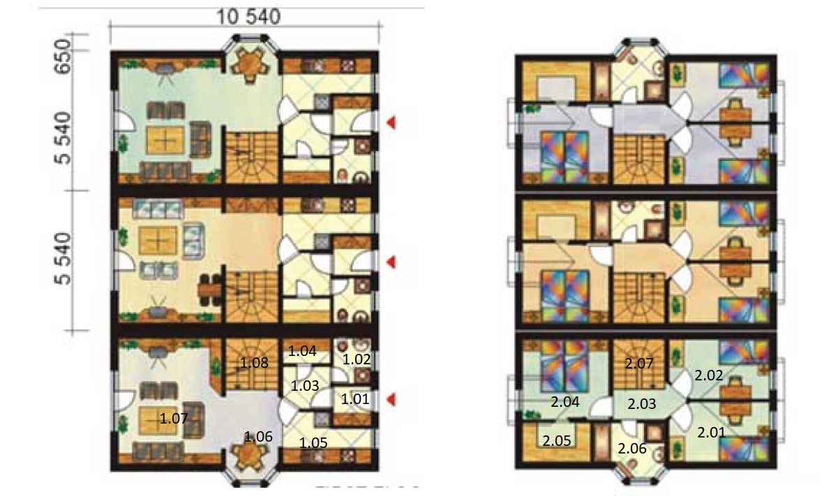 Two-storey terraced family house floorplan