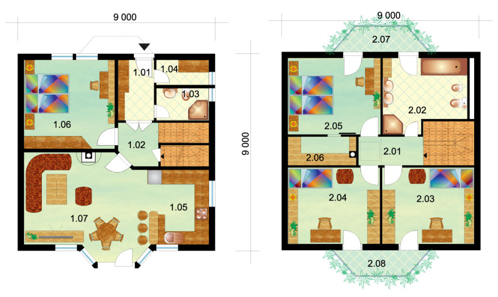 Large four-bedroom two storey house - No.2, layout