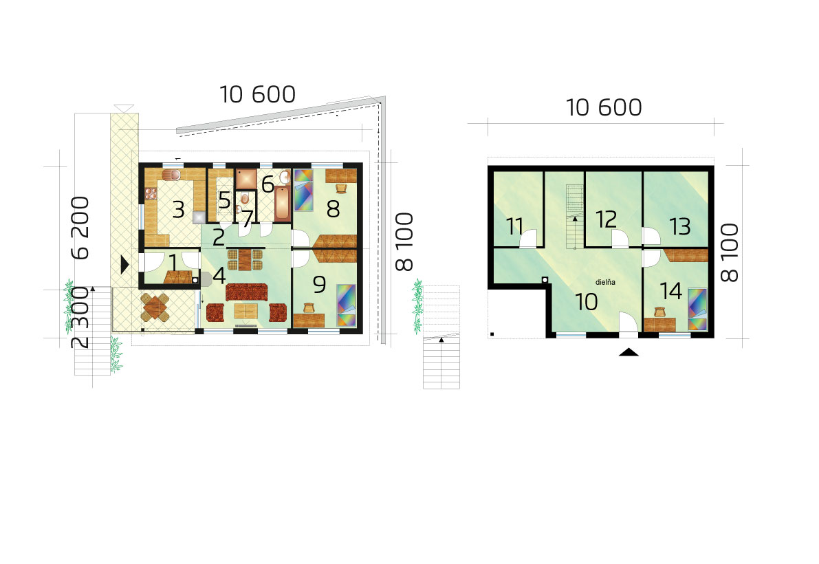 Three-room family house on the slope - no.61, layout