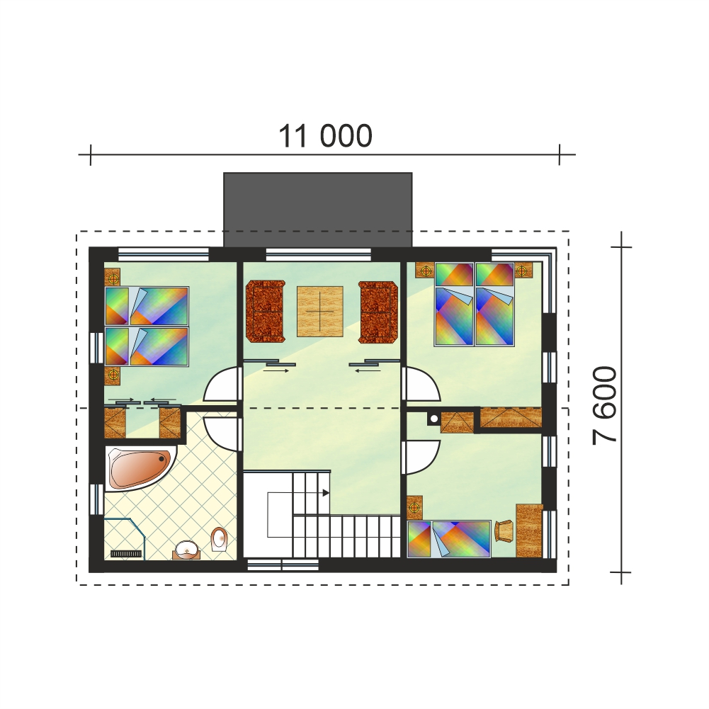 Two storey house with spacious living room on both floors - no.55 - layout