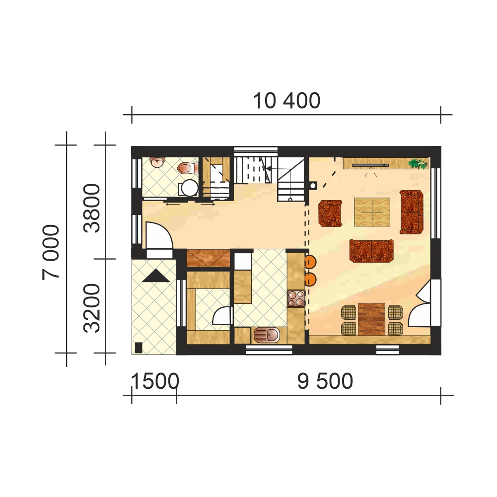 2 Story House Plan for Narrow Lots - no.56 - layout