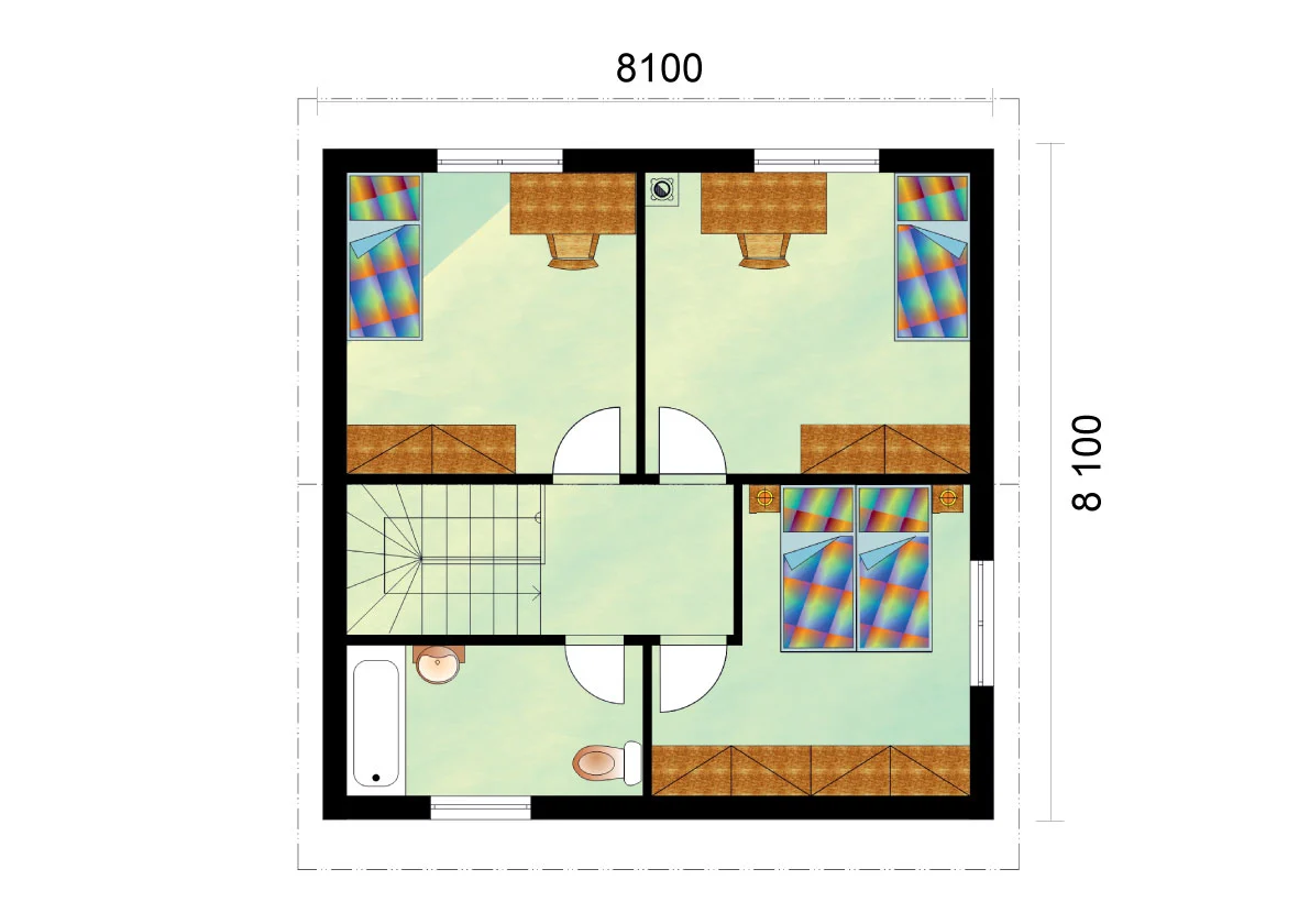 Floor Plan of a Two-Storey Family House with Bedrooms Upstairs – Floor plan Floor Plan of a Two-Storey Family House with Bedrooms Upstairs – Floor plan