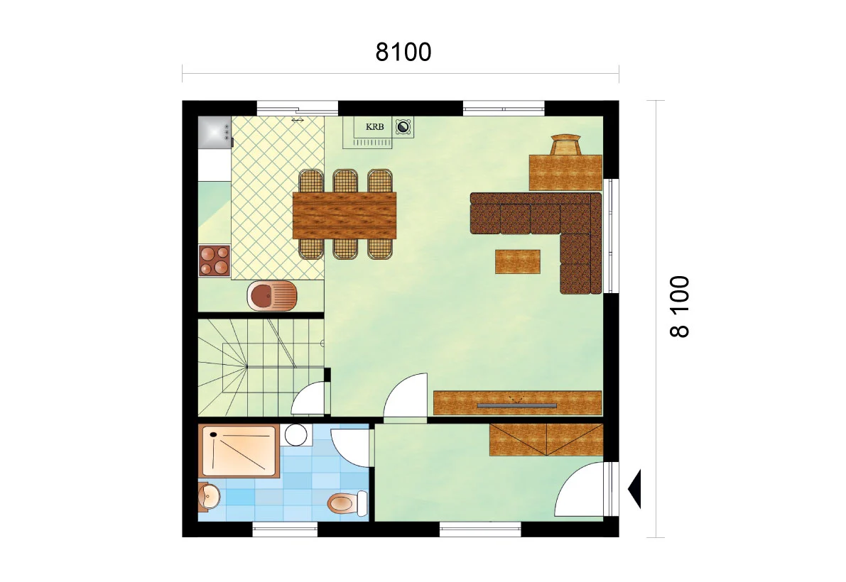 Floor Plan of a Two-Storey Family House with Bedrooms Upstairs – Floor plan Floor Plan of a Two-Storey Family House with Bedrooms Upstairs – Floor plan
