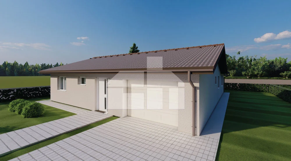 L-Shaped Four-Bedroom Family House Plan with Garage- No. 99