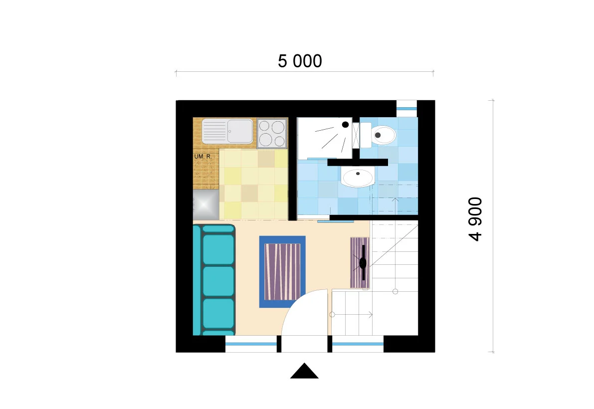 Tiny House Under 25 m² with Loft – No. 86 – Floor plan